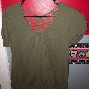 lei olive green scoop neck shirt